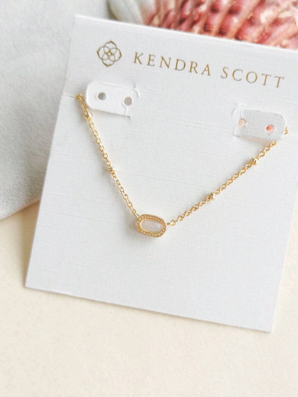 Kendra Scott Mini Elisa Gold Pink Opalite Crystal Satellite Short Necklace NEW